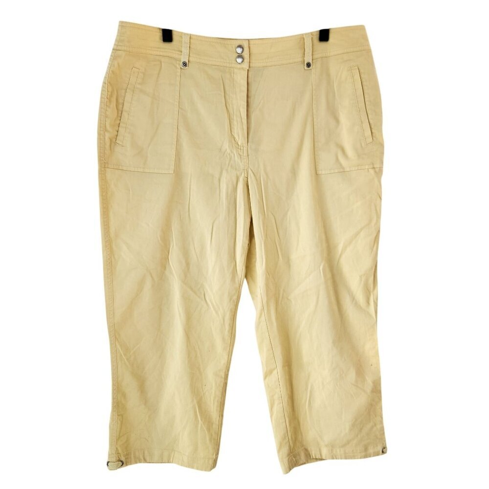 $10 SALE Chico's Yellow Cropped Pants Hiking Spring Summer Cotton XL/16